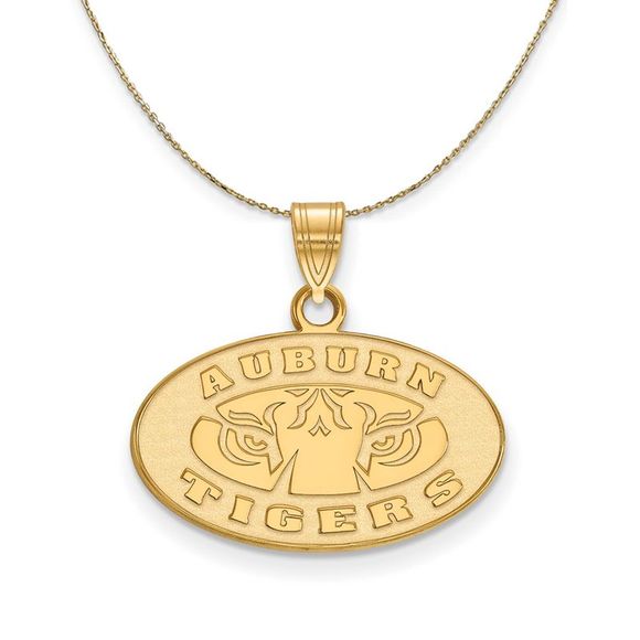 14k Yellow Gold Auburn U Small Oval Logo Necklace - 18 Inch
